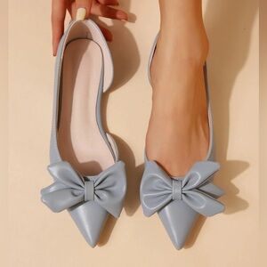 Light Blue Bow Women's Flats
